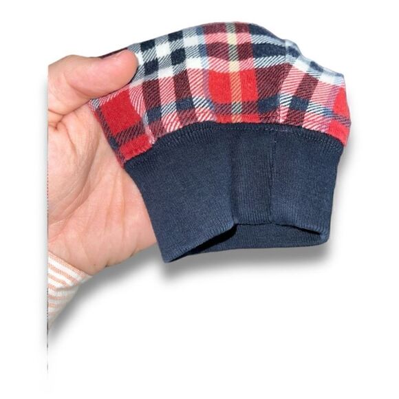 Red & Navy Check Chaps Ralph Lauren Mesh L/S Polo Shirt Size M - Picture 5 of 10